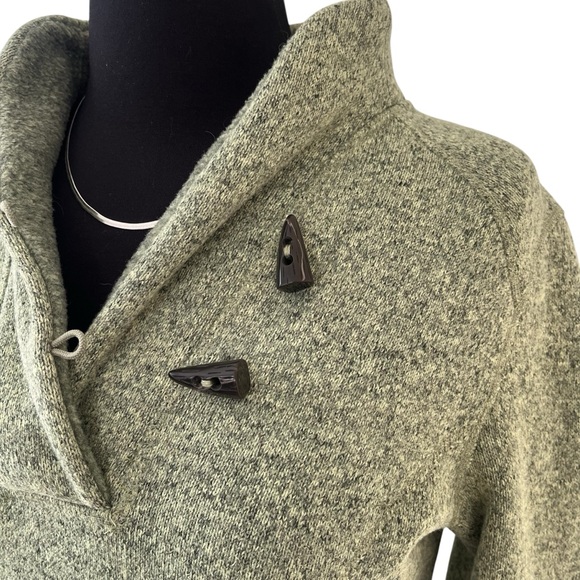 The North Face shawl collar 1/4 button sweater fleece green size S - Picture 7 of 14